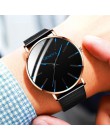 Zegarek męski siatka ze stali nierdzewnej biznes męskie zegarki kwarcowe pasek do zegarka prosty zegarek na rękę męski zegar rel