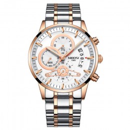 NIBOSI złoty zegarek Dropshipping luksusowej marki męskie zegarki chronograf ze stali nierdzewnej Auto data biznes kwarcowy zega