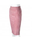 Aonibeier kobiety zamszowe stałe kolorowy ołówek spódnica kobiet jesień zima wysokiej talii Bodycon Vintage podział grube rozcią