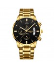 NIBOSI męskie zegarki luksusowa tarcza marka złoty zegarek mężczyźni Relogio Masculino automatyczny zegarek z datownikiem kwarco