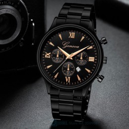 Czarny zegarek na rękę mężczyźni zegarki moda biznesowa nowy zegarek ze stali nierdzewnej męski zegarek kwarcowy dla mężczyzn go