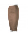 Aonibeier kobiety zamszowe stałe kolorowy ołówek spódnica kobiet jesień zima wysokiej talii Bodycon Vintage podział grube rozcią