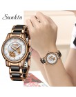 SUNKTA2019 nowy product różowe złoto kobiety zegarki kwarcowe zegarek Top damski marka luksusowa kobieta zegarek dziewczyna zega