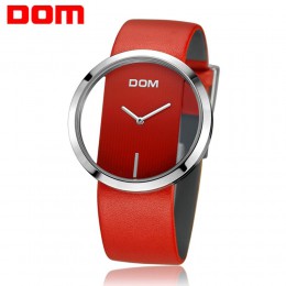 DOM czerwony zegarek kobiet zegarki damskie kreatywne skórzane damskie zegarki wodoodporne kobieta zegar Relogio Feminino Montre