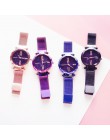 Uroczy fioletowy kobiet zegarki minimalizm Casual Starry Sky damski zegarek na rękę klamra magnetyczna moda luksusowa marka kobi