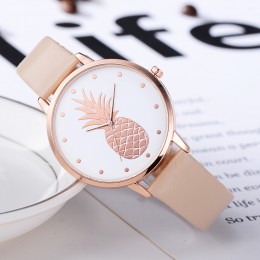 Moda 2020 kobiet mężczyzn ananas Faux Leather analogowy zegarek kwarcowy damski zegarek kwarcowy zegarek damski reloj mujer Q