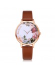 Moda damski zegarek dziewczyny dorywczo kwiat Dial skórzany pasek zegarki kwarcowe zegary damskie Montre Femme Relogio Feminino 