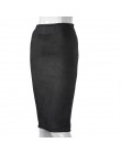 Aonibeier kobiety zamszowe stałe kolorowy ołówek spódnica kobiet jesień zima wysokiej talii Bodycon Vintage podział grube rozcią