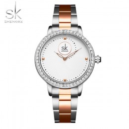 Shengke różowe złoto zegarek kobiety zegarki kwarcowe top damski marka kryształ luksusowy zegarek damski dziewczyna zegar Relogi