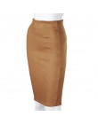 Aonibeier kobiety zamszowe stałe kolorowy ołówek spódnica kobiet jesień zima wysokiej talii Bodycon Vintage podział grube rozcią