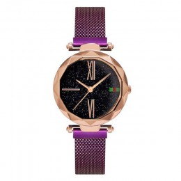 Uroczy fioletowy kobiet zegarki minimalizm Casual Starry Sky damski zegarek na rękę klamra magnetyczna moda luksusowa marka kobi