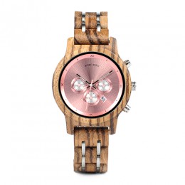 BOBO ptak kobiety luksusowe zegarki chronograf zegarek Quartz z datą luksusowe uniwersalne panie drewniane zegarki zaakceptować 