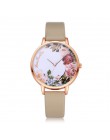 Moda damski zegarek dziewczyny dorywczo kwiat Dial skórzany pasek zegarki kwarcowe zegary damskie Montre Femme Relogio Feminino 