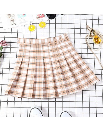 Kobiety spódnica plisowana Harajuku styl Preppy spódnice w kratę mały uroczy japońska szkoła mundury panie Jupe Kawaii spódnica 