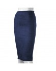 Aonibeier kobiety zamszowe stałe kolorowy ołówek spódnica kobiet jesień zima wysokiej talii Bodycon Vintage podział grube rozcią