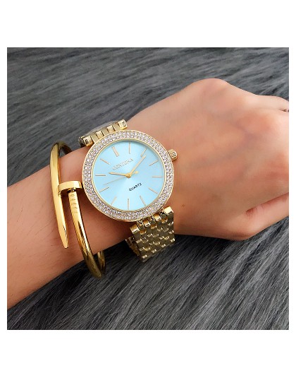 CONTENA moda luksusowe srebrny zegarek kobiet zegarki Rhinestone zegarki damskie zegarek dla pań zegar ze stali nierdzewnej relo
