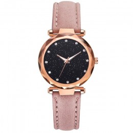 Top zegarki kobiet mody zegarka 2019 pasek zegarka Pu bransoletka Femme Montre gwiaździste niebo sukienka Rhinestone damskie Zeg