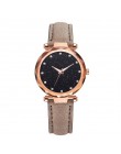 Top zegarki kobiet mody zegarka 2019 pasek zegarka Pu bransoletka Femme Montre gwiaździste niebo sukienka Rhinestone damskie Zeg