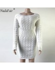 Nadafair dzianinowy ciepły sweter sukienka kobiety Vestidos różowy czarny Bodycon Mini długi rękaw biały jesień zima sukienka ko