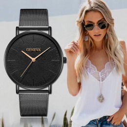 Genewa damski zegarek 2019 moda damska zegarki dla kobiet różowe złoto zegarek kobiety prosta bransoletka Montre Femme 2019 Relo