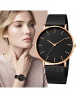 Moda Reloj Mujer zegarek kwarcowy proste Montre Femme kobiety Mesh bransoletka ze stali nierdzewnej Casual zegarek na rękę metal