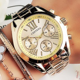 Klasyczne złote zegarki damskie projektant marki luksusowa moda zegarki kwarcowe damskie Ctystal zegary damskie zegarki na rękę 