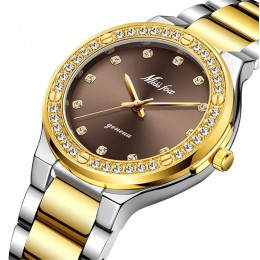 MISSFOX kobiety zegarki marki luksusowy zegarek kobiety diament moda fioletowy genewa 18k złota panie zegarek kobiet zegar kwarc