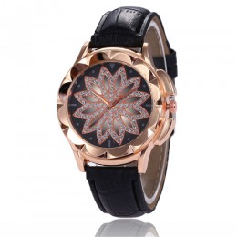 Zegarek damski zegarki z kryształami górskimi zegarek damski skórzana duża tarcza bransoletka damski zegarek na rękę Crystal Rel