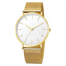 Moda Reloj Mujer zegarek kwarcowy proste Montre Femme kobiety Mesh bransoletka ze stali nierdzewnej Casual zegarek na rękę metal