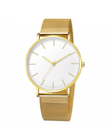 Moda Reloj Mujer zegarek kwarcowy proste Montre Femme kobiety Mesh bransoletka ze stali nierdzewnej Casual zegarek na rękę metal