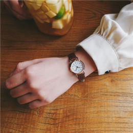Bamboo Knot Vintage skórzane damskie małe zegarki projektant niebieski wskaźnik prosty numer wybierania mody panie kwarcowe zega