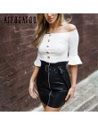 Affogatoo wysokiej talii pu skórzane spódnice kobiety Sash zipper ołówkowa spódnica mini 2018 jesień streetwear zimowe czarne sp