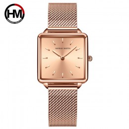 Japonia ruch Drop Shipping kobiet różowe złoto proste mody na co dzień zegarek marki luksusowe Lady plac zegarki Relogio Feminin