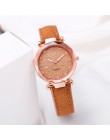 Saat Casual kobiety romantyczny Starry Sky Wrist Watch skóra Rhinestone projektant panie zegar prosta sukienka Gfit Montre Femme