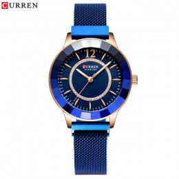 CURREN nowy Rhinestone moda kwarcowy zegarek ze stali dla kobiet przyczynowy niebieski damski zegarek bajan kol saati elegancki 