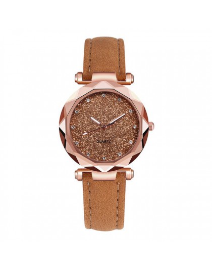 Saat Casual kobiety romantyczny Starry Sky Wrist Watch skóra Rhinestone projektant panie zegar prosta sukienka Gfit Montre Femme