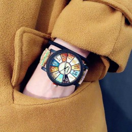 Nowe kolorowe trendy mody kobiet gimnazjum zegarki studenckie osobowość drewna ziarna kreatywny las Wrist Watch