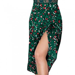 OOTN Vintage wzór w cętki długie spódnice kobiety spódnica midi z wysokim stanem muszka 2019 lato seksowny przedział spódnica wi