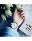 Shengke Top marka moda damska zegarki skórzane damskie zegarek kwarcowy kobiety cienkie w stylu casual, z paskiem zegarek Reloj 