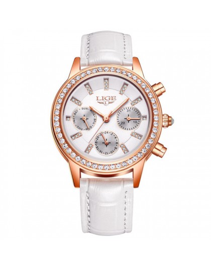 Relogio feminino zegarki damskie LIGE Luxury Brand dziewczęcy zegarek kwarcowy Casual skórzana sukienka damska zegarki damskie z