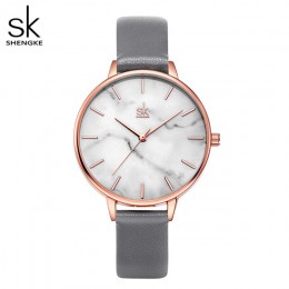 Shengke Top marka moda damska zegarki skórzane damskie zegarek kwarcowy kobiety cienkie w stylu casual, z paskiem zegarek Reloj 