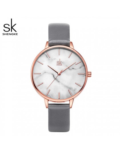 Shengke Top marka moda damska zegarki skórzane damskie zegarek kwarcowy kobiety cienkie w stylu casual, z paskiem zegarek Reloj 