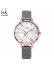 Shengke Top marka moda damska zegarki skórzane damskie zegarek kwarcowy kobiety cienkie w stylu casual, z paskiem zegarek Reloj 