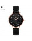 Shengke Top marka moda damska zegarki skórzane damskie zegarek kwarcowy kobiety cienkie w stylu casual, z paskiem zegarek Reloj 