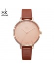 Shengke Top marka moda damska zegarki skórzane damskie zegarek kwarcowy kobiety cienkie w stylu casual, z paskiem zegarek Reloj 