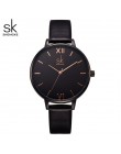 Shengke Top marka moda damska zegarki skórzane damskie zegarek kwarcowy kobiety cienkie w stylu casual, z paskiem zegarek Reloj 