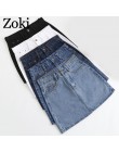Zoki Sexy kobiety Denim Mini spódnica moda lato wysokiej talii koreańska, czarna spódnica niebieski pakiet Hip Jeans Harajuku Pl