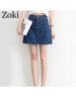 Zoki Sexy kobiety Denim Mini spódnica moda lato wysokiej talii koreańska, czarna spódnica niebieski pakiet Hip Jeans Harajuku Pl