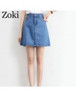 Zoki Sexy kobiety Denim Mini spódnica moda lato wysokiej talii koreańska, czarna spódnica niebieski pakiet Hip Jeans Harajuku Pl