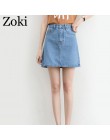 Zoki Sexy kobiety Denim Mini spódnica moda lato wysokiej talii koreańska, czarna spódnica niebieski pakiet Hip Jeans Harajuku Pl